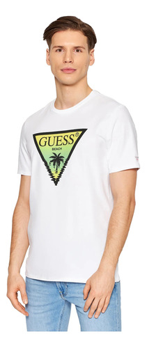 Playera Guess Hombre Manga Corta Blanca 100% Original