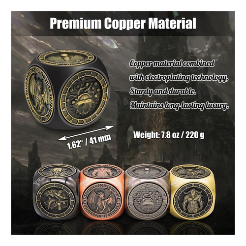 Dnd Spinner Dice, 7 En 1 Dice De Metal Único Con Alivio 3d Y