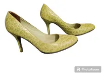 Comprar Zapatos De Cuero Símil Reptil Verde Sarkany Taco Alto T37