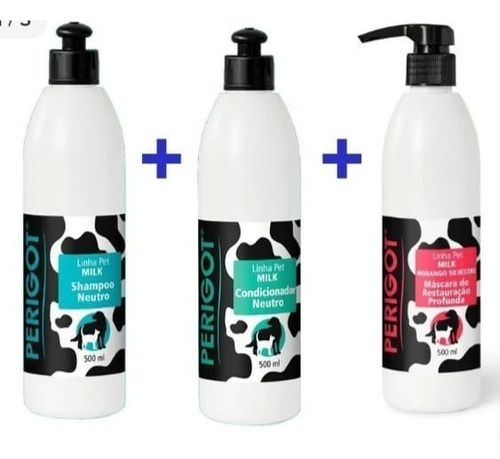 Kit Shampoo Condicionador Máscara Hidratação Cães Perigot