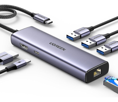 Hub Usb C, Usb 3.0, Hdmi, Rj45, Acepta Cargador Usb C