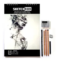 Comprar Skechtbook  Libro Para Dibujar + Lápiz Carboncillo 8 Pzs