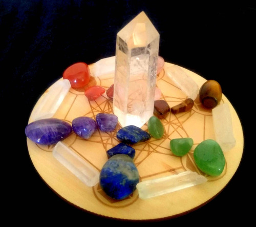 Set Gemoterapia + Tabla Solidos Platónicos + Puntas Cuarzo