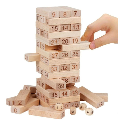 Jenga Juego De Destreza De Madera De 54 Piezas.