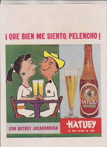 1955 Publicidad De Cerveza Hatuey Cuba Vintage Coleccionable