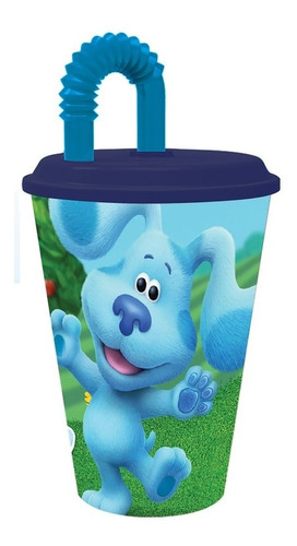 Vaso Sport Pp Con Sorbete 430ml Pistas De Blue Cresko Bl211 Color Azul/Celeste Blue´s Clues