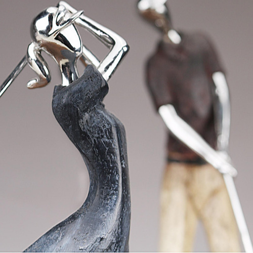 Estatua Golfista Hombre Mujer Escultura Casa Oficina Mujeres