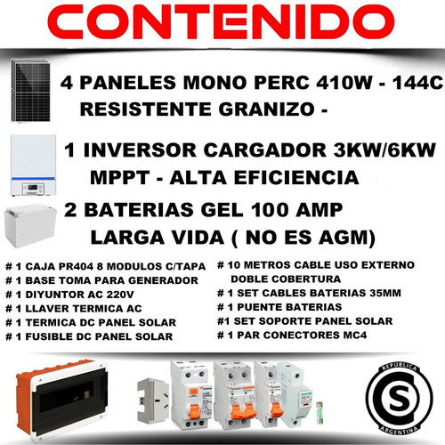 Imagen 2 de 10 de Must Kit Solar Casa Campo 8400watts/dia Inversor 3kw Mppt-m9
