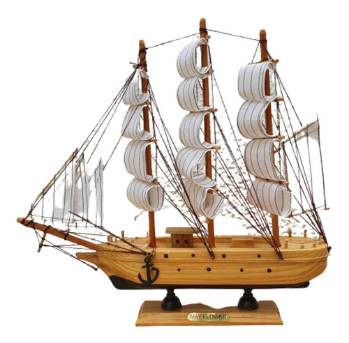 Imagem 1 de 1 de Barco Navio Decorativo 30 Cm - Madeira Maciça - Montado