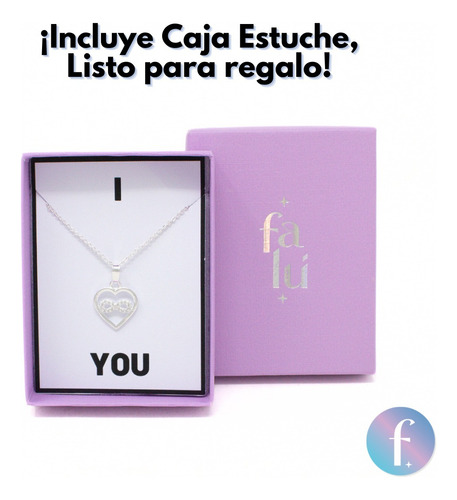 Collar De Corazón Infinito En Plata Ley .925 Para Mujer Plateado