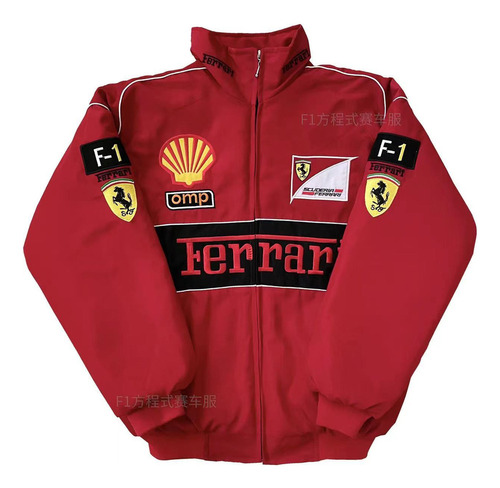 Chaqueta Racing Moto Retro Ferrari Team Otoño Bordado