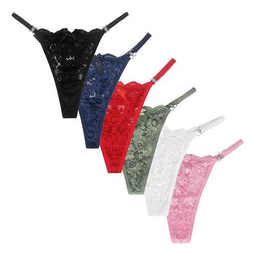` Bragas For Mujer Tangas Encaje Sexy Cintura Baja 6 Piezas