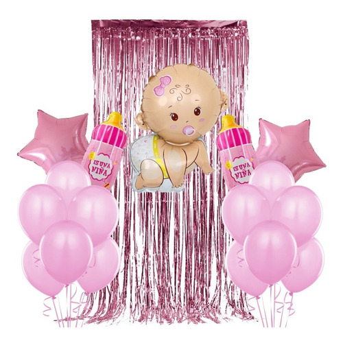 Combo Decoracion Baby Shower Nena Rosa