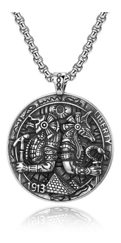 Medalla Egipcia Horus Y Anubis Conmemorativa 1913 + Cadena