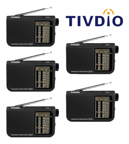 5xtivdio V-117 3 Bandas Fm / Am/sw Radio Portable Batería Em