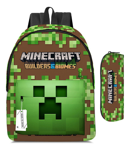 Mochila Escolar De Minecraft New Style My World Para Estudia