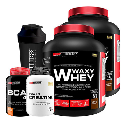 Waxy Whey 2kg Chocolate + Bcaa 100g + Creatina 100g + Shaker