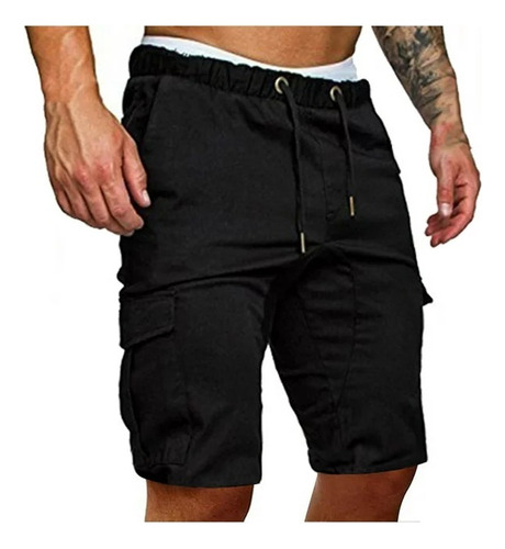 Bermuda Cargo Hombre Short Corto Jogger Gabardina Elastizada