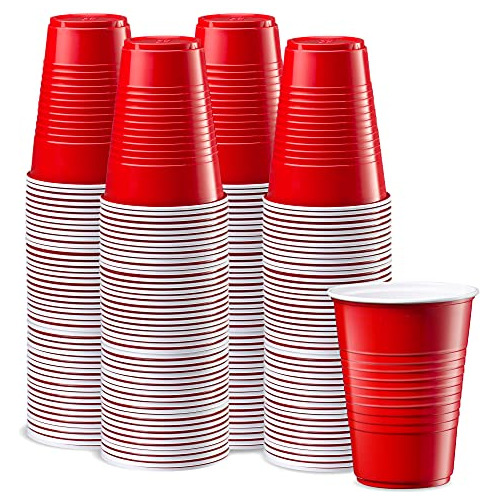 Disposable Party Plastic Cups [16 Oz.] Red Drinking Cup...