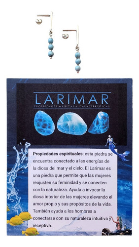 Aros Piedra Larimar 4 Mm Modelo Vertical Con Tornillos Plata