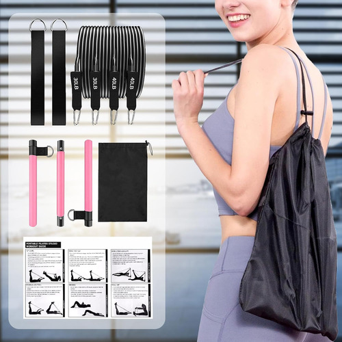 Kit De Pilates Con Barra Y Bandas De Resistencia - Ejercicio