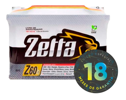 Bateria De Carro Zetta 60 Ah Com Nota