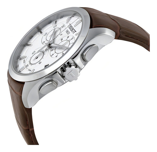 Reloj Tissot Couturier T035.617.16.051.00, material de bisel blanco o negro, correa de acero inoxidable, color de bisel marrón, color de bisel plateado, color de fondo blanco