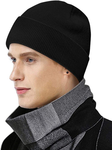 12 Gorro Lana Hombre Largo Negro Mujer Liso Rocky X Mayor