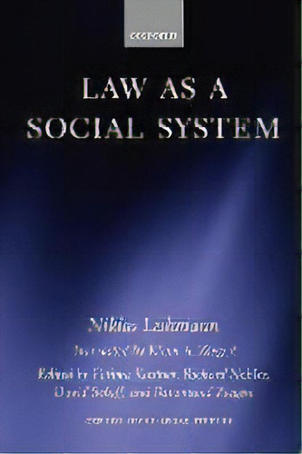 Law As A Social System, De Niklas Luhmann. Editorial Oxford University Press, Tapa Blanda En Inglés