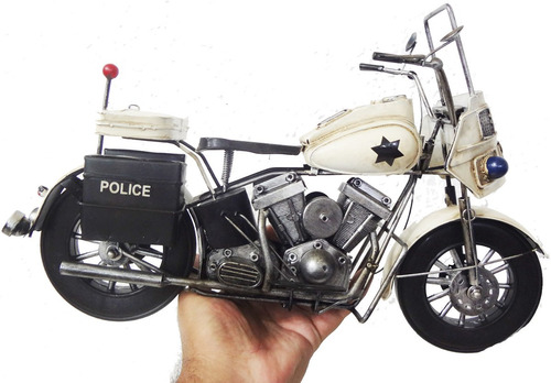 Moto Miniatura Police Londres Vintage De Metal Fundido