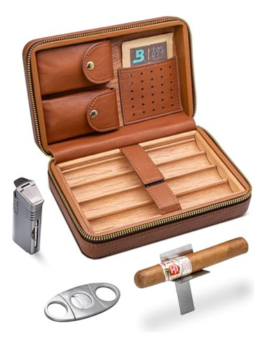 Flauno Estuche Humidor De Viaje Para Puros, Estuche Para Pur