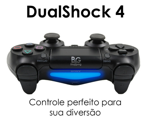 Controle Joystick Sem Fio Compatível Com Ps4 Pc Tv Cor Preto Bg