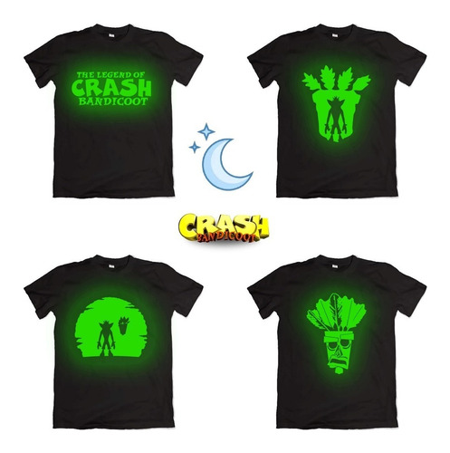 Remeras Crash Juego Ps1 Ps2 Uka Uka Brilla En La Oscuridad