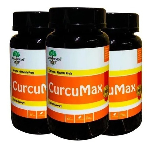 Imagem 1 de 5 de Kit Com 3 Curcumax - Cúrcuma+piperina - 750mg 60 Cápsulas