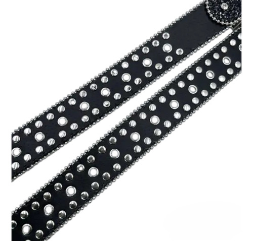 Cinturón Bb Simón Diamantado, Hombre Mujer Y2k G5 Negro
