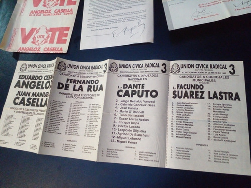Boleta Electoral 1989 Unión Cívica Radical C/ Carta Angeloz (Usado)