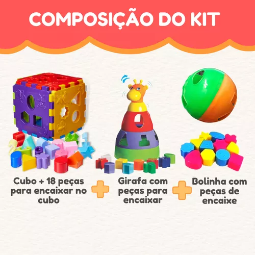 Cubo Didático Jogo De Encaixe As Peças Crianças Bebe 1 Anos Infantil  Educativo Brinquedo