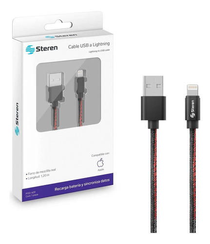 Cable Usb A Lightning Steren 1.2mts Con Cordon