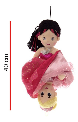 Imagen 2 de 4 de Peluche Increible! Muñeca Reversible 2 En 1 / 40 Cm.