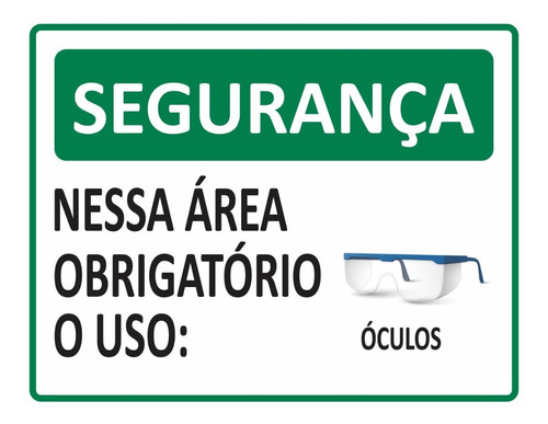 Placa Aviso Obrigatório O Uso Óculos De Segurança - 23x18