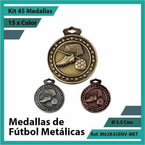 Kit 45 Medallas En Bogota De Futbol Metalica M02k45