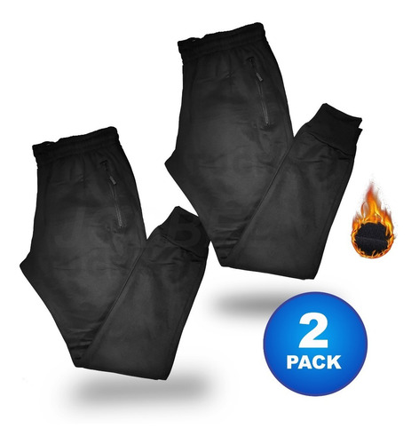 Pack 2 Pantalon Buzo Hombre Algodón Con Polar