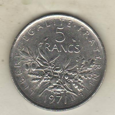 Francia Moneda De 5 Francos Año 1971 Km 926a.1 - Xf+