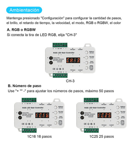 Luces Led Rgb Para Escaleras Con Sensor - Kit 15 Pasos
