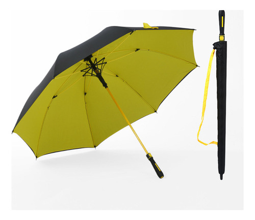 Paraguas De Golf, Mango Largo Y Grandede Doble Capa 130cm Color Amarillo