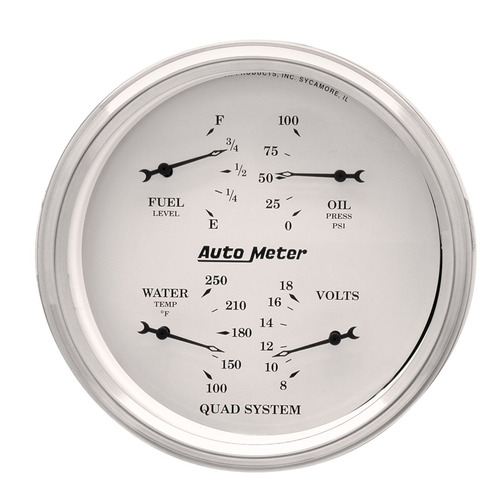 Auto Meter 1610 Old Tyme Color Blanco Quad Gauge