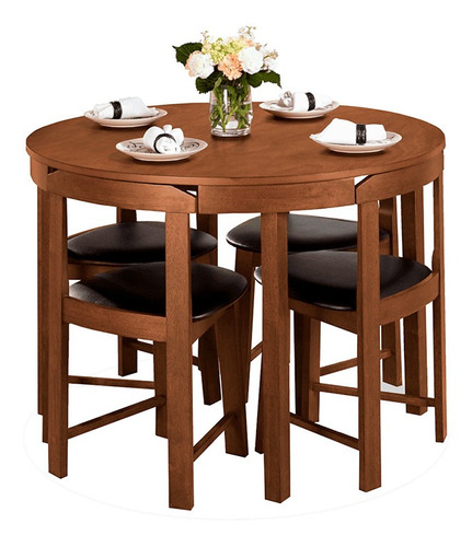 Comedor Yelina Redondo Nogal Hogar Set Comedor Muebles