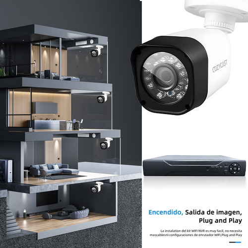 Kit 4 Cámaras De Seguridad COZYCAST K4w 5mp Color Blanco Con Resolución De 4ch 5mp Visión Nocturna Incluida Exterior Videovigilancia 1T