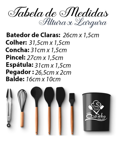 Imagem 4 de 7 de Utensilios De Cozinha 7pçs Preto Utensílios De Silicones