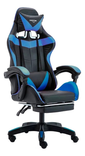 Silla De Escritorio Vonne Gamer Azul Y Negra Detalle Uso 23